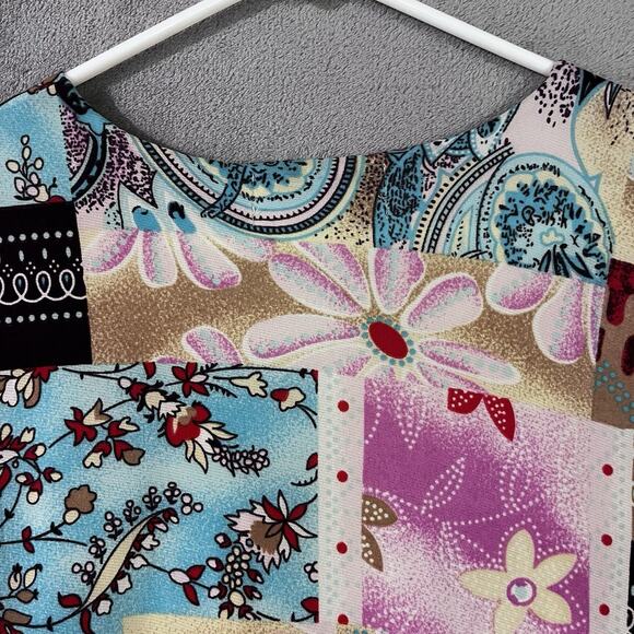 JOSEPH A qu'est-ce que c'est Top L Patchwork Print Y2K Vtg - Picture 8 of 8